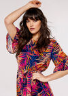 Painterly Tropical Mini Dress, Navy, large