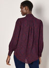 Mosaic Print Chiffon Ruffle Blouse, Burgundy, large