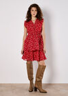 Ditsy Floral Chiffon Mini Dress, Red, large