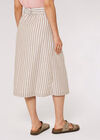 Striped Button Midi Skirt, Stone, large