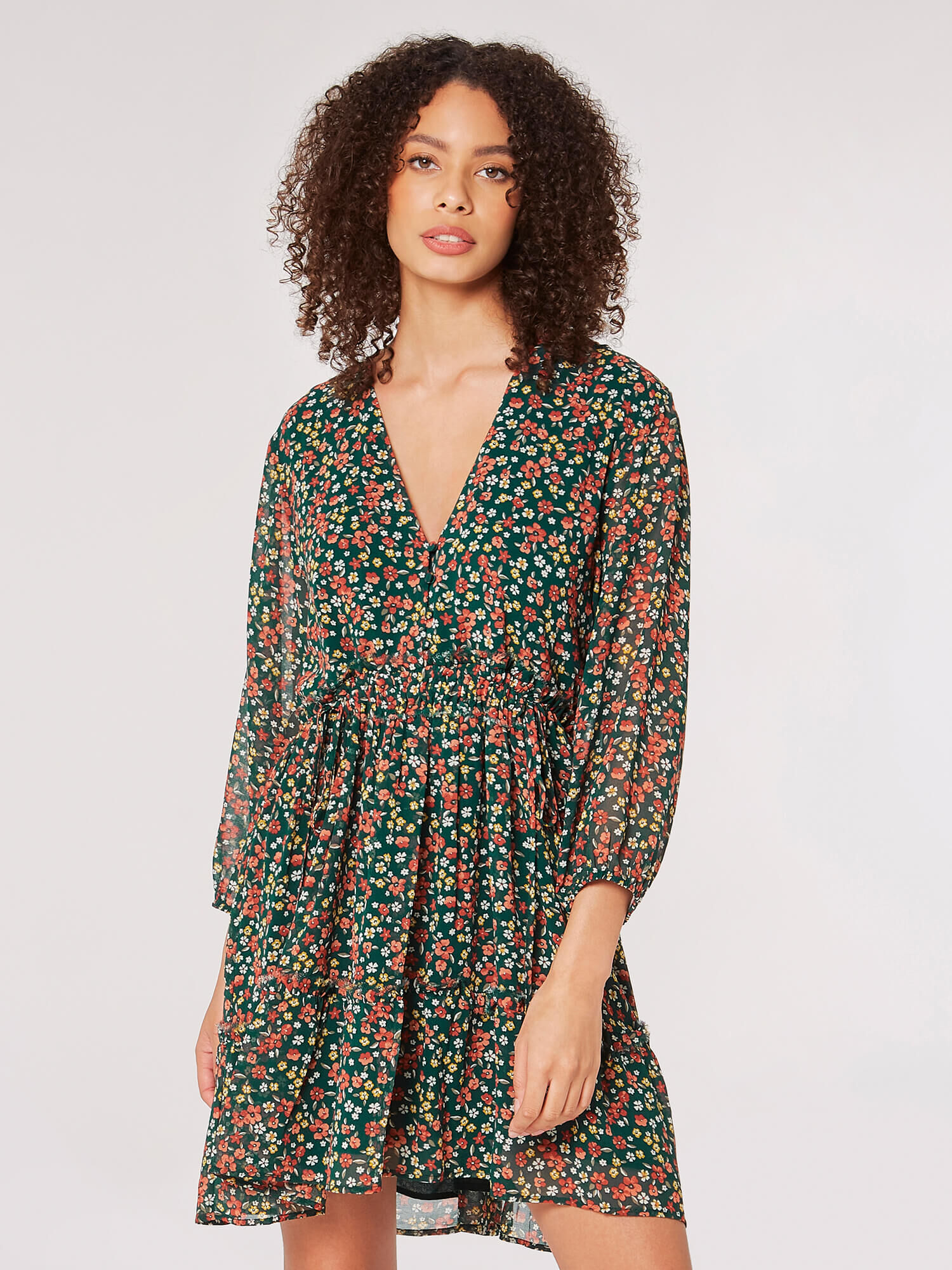 Apricot ditsy dress on sale