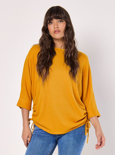 Soft Touch Drawstring Batwing Top
