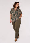 Curve Retro Patchwork Blouse, Khaki, large