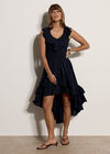 Cotton High-Low Ruffle Midi Dress, Navy, large