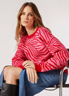 Bright Zebra Chunky Knit Jumper, Rouge, grand