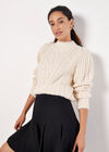 Chunky Cable Knit Jumper, Cream, large
