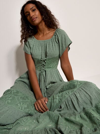 Lace Detail Corset Maxi Dress
