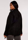 Curve Waterfall Suedette Shrug, Black, large
