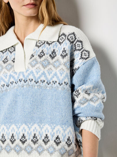 Open Collar Fair Isle Jumper