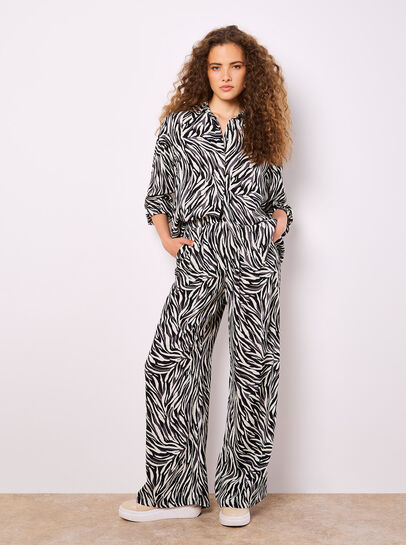 Zebra Print High-Low Shirt