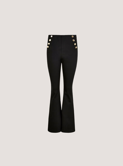 Button Detail Stretch Flare Trousers