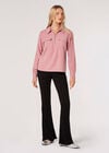 Soft Twill Zip Blouse, Purple, large