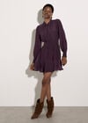 Ruffle Neck Mini Dress, Plum, large