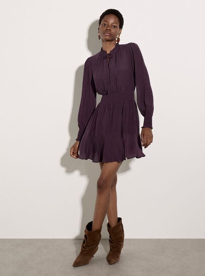 Ruffle Neck Mini Dress