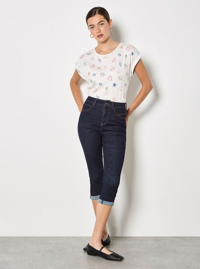 Colourful Tropical Print Jersey T-Shirt