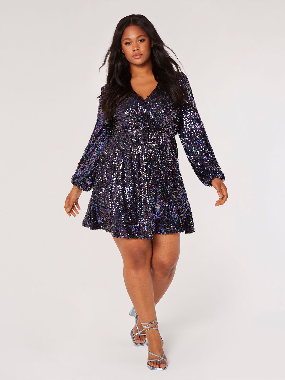 Curve Sequin Wrap Mini Dress
