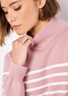 Mock Neck Stripe Jumper, Pink, large