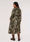 Curve Meadow Textured Midi Dress, Khaki, large