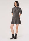 Metallic Sparkle Skater Mini Dress, Silver, large