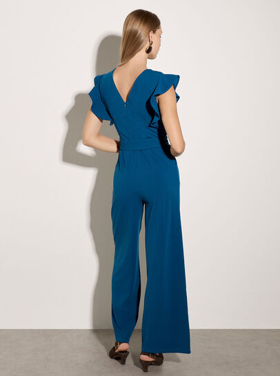 Ruffle Sleeve Jersey Jumpsuit