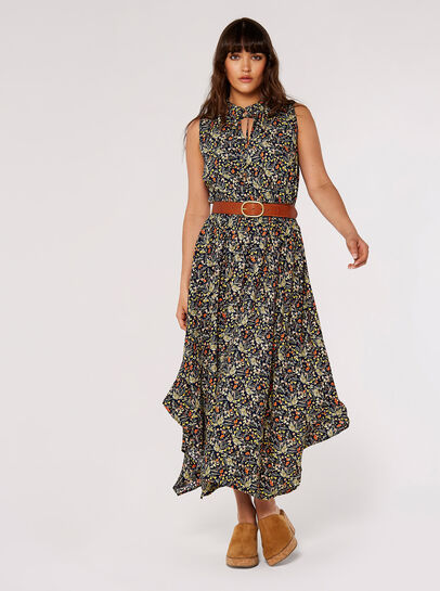 Floral Hanky Hem Midi Dress