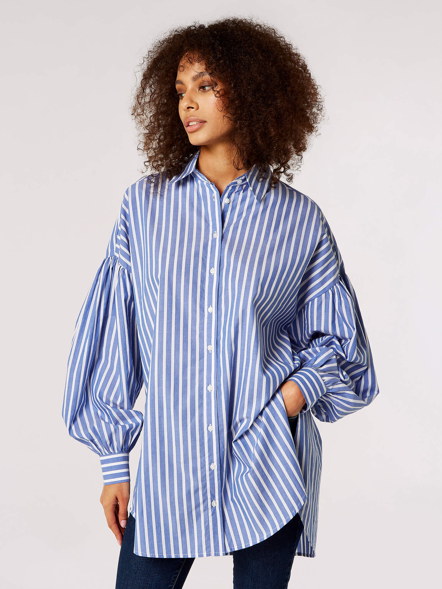 Oversized Stripe Cotton Shirt Apricot Clothing