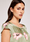 Large Flower Satin Tulip Top, Mint, large