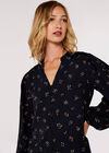 Scribble Print  Blouse, Navy, large