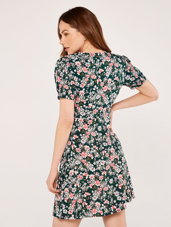 Ditsy Floral Dress, Green, large