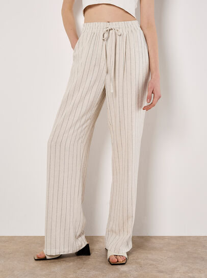 Straight Leg Pinstripe Woven Trousers