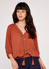 Crochet Tassel Top, Rust, large