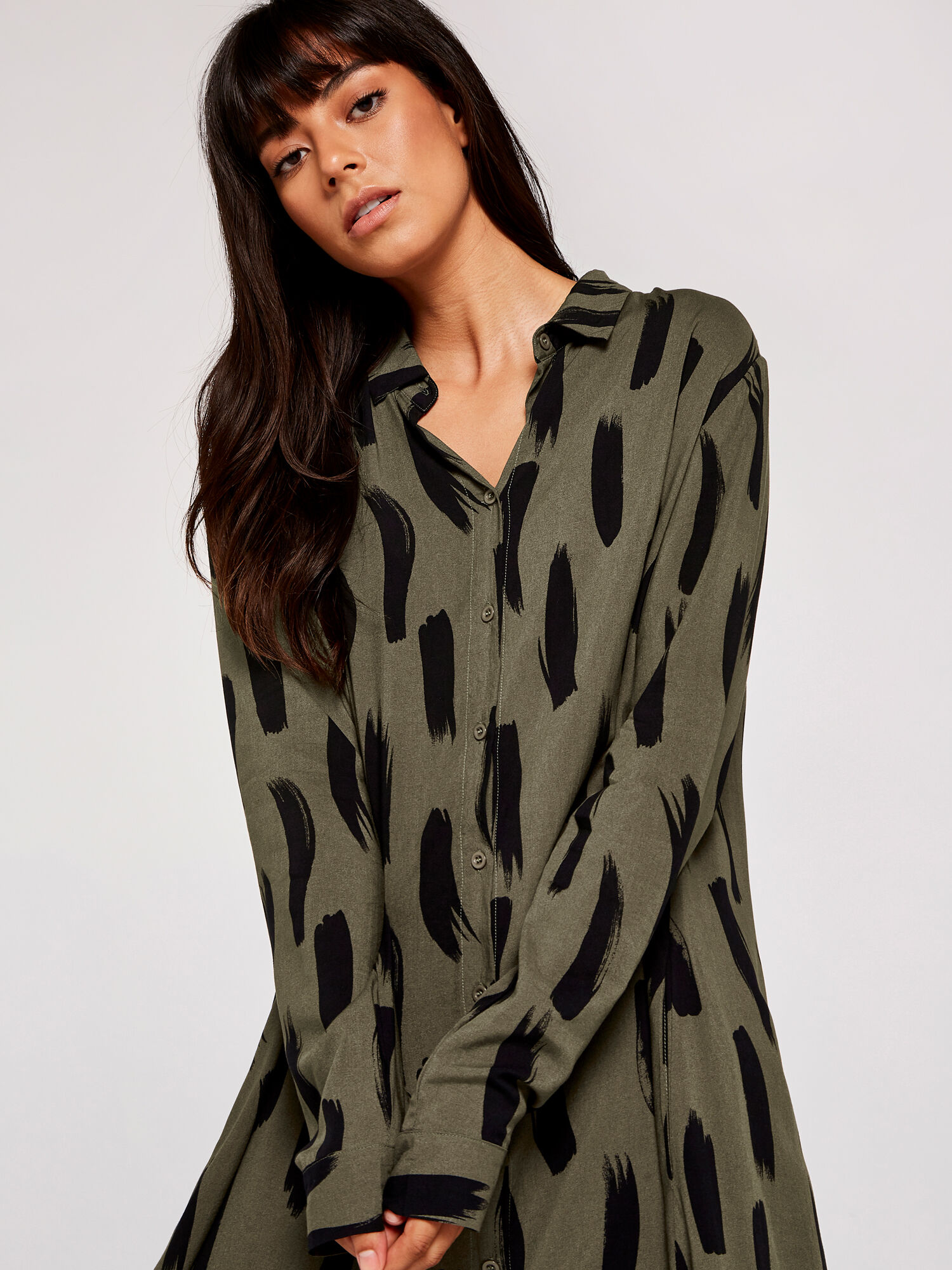 Brushstroke Oversize Shirt Dress 