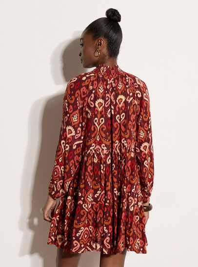 Shimmer Ikat Babydoll Midi Dress