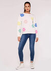 Multicolour Large Daisy Jumper, Cream, large