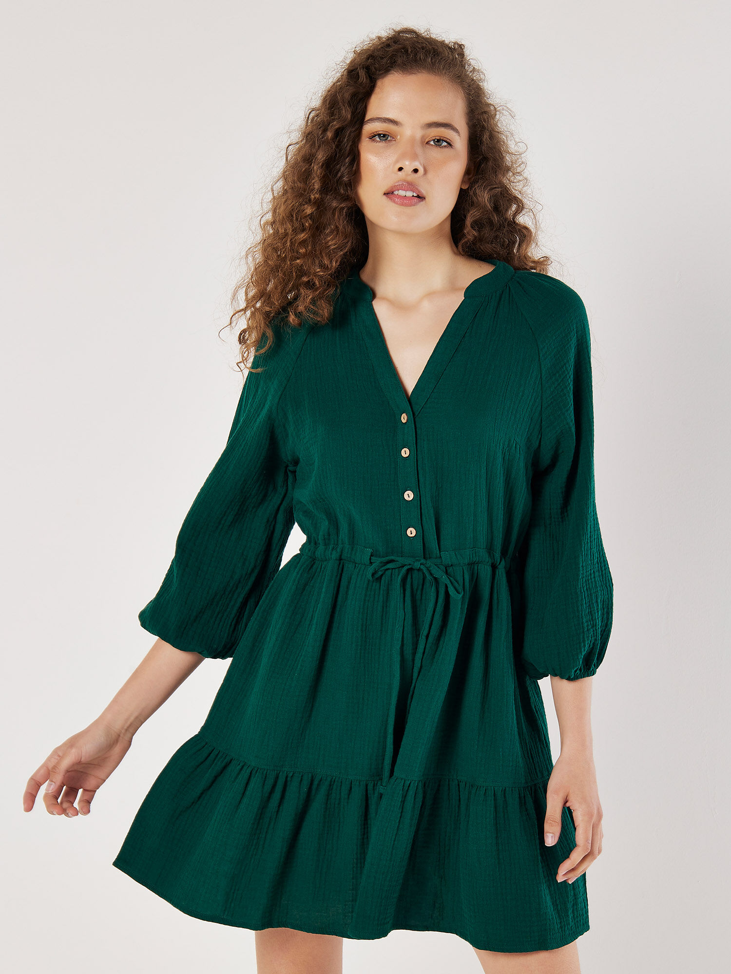 Cotton drawstring dress sales