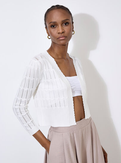 Pointelle Chevron Knit Shrug