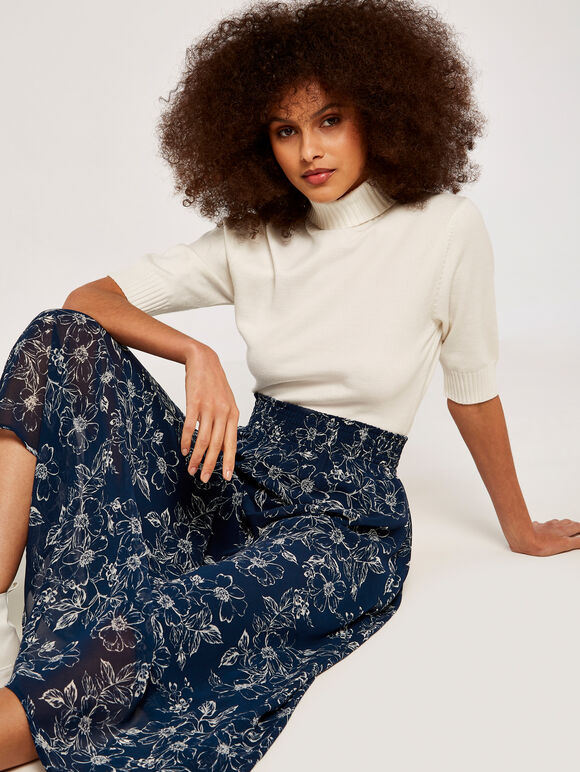  Retro Floral Skirt, Navy, large