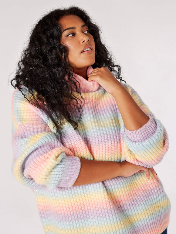 Curve – übergroßer pastell-ombre-pullover, rosa, größe l