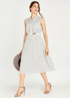 Polka Dot Midi Shirt Dress, Cream, large