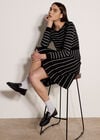 Multi Stripe Knitted Midi Dress, Black, large