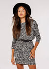 Zebra Cocoon Mini Dress, Grey, large