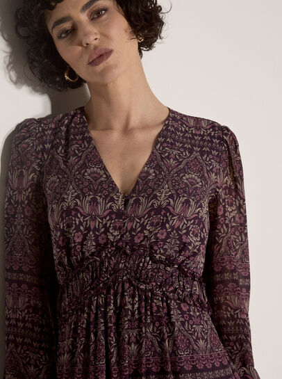 Floral Print Ruffle Midi Dress