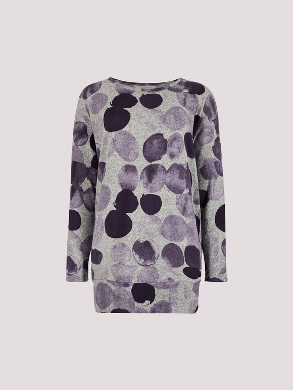 Abstract Circles Oversized Top, Purple, large