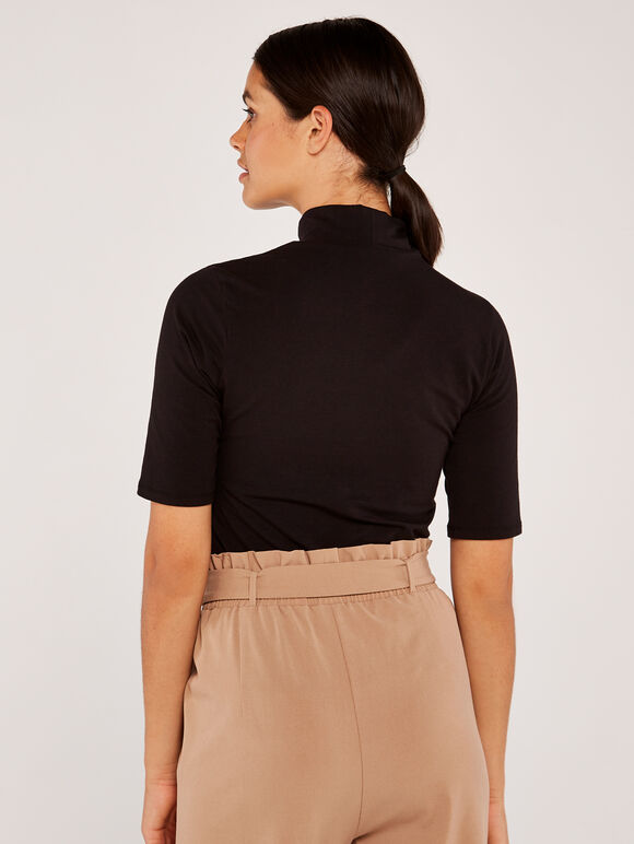 Mock Neck Top, Black, large