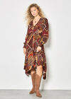 Patchwork Print Hanky Hem Midaxi Dress, Burgundy, large