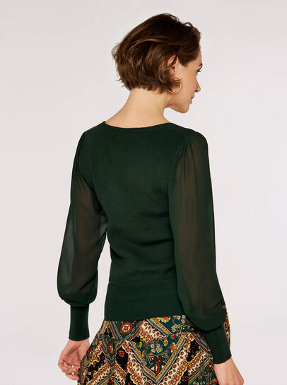 Chiffon Sleeve Knitted Jumper