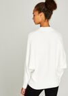 Ribbed Batwing Jumper, Cream, large