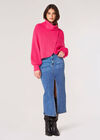 Cowl Neck Ribbed Wrap Jumper, Fuchsia, large