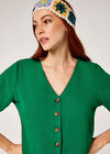 Button Front Crop Top, Green, large