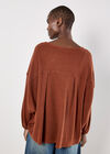 Honeycomb Knit Oversized Top, Rust, large